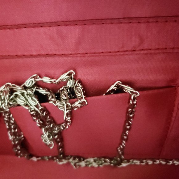 Vintage - Burgundy Clutch Purse with Faux Diamond - Picture 3 of 5